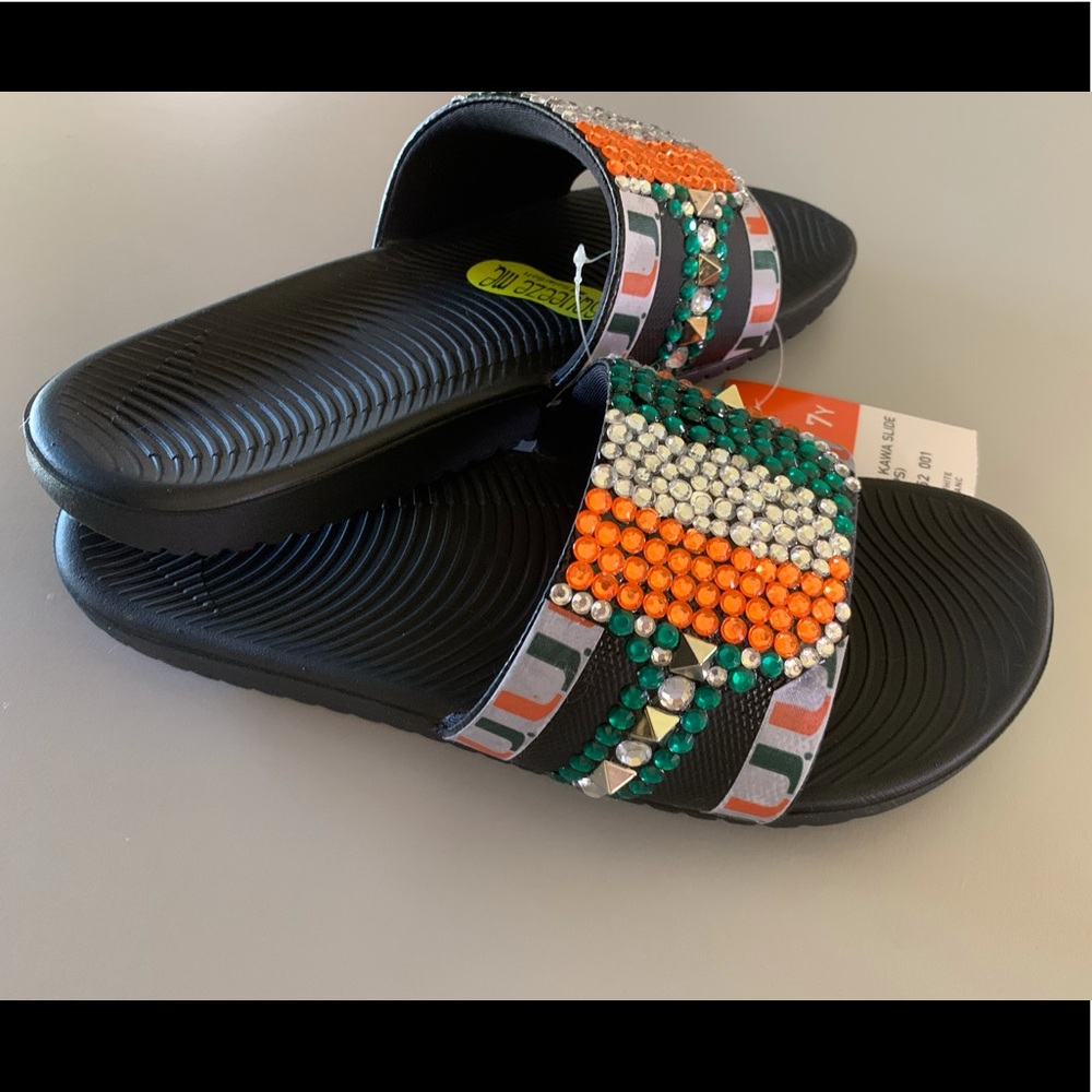 Custom University of Miami Nike Slides size 7 - Picture 8 of 10